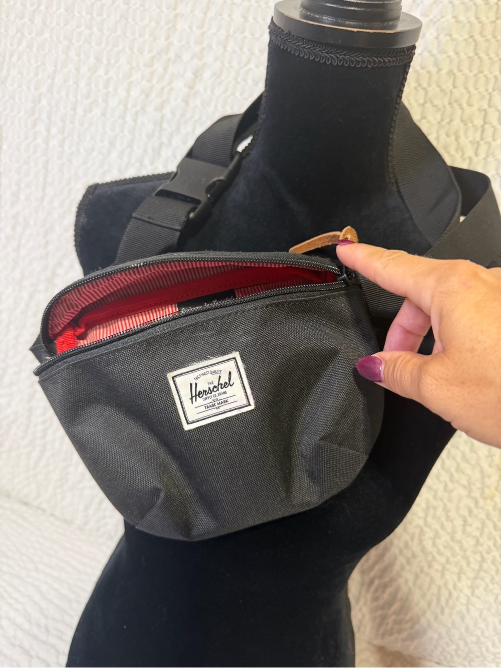 Herschel Supply Company Black Waist Pack with Red Interior